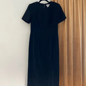 Vintage 90’s VICTORIA STEPHENS Black Suede Velvet dress with slit